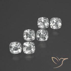 Gemas de Topacio Blanco natural de 2.91 ct, Forma Cojín, VVS-VS