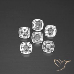 Gemas de Topacio Blanco claro natural de 2.86 ct, Forma Cojín, VVS-VS