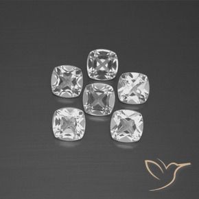 Gemas de Topacio Blanco claro natural de 2.88 ct, Forma Cojín, VVS-VS