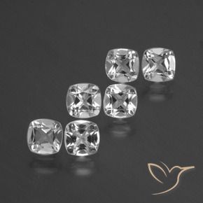 Gemas de Topacio Blanco claro natural de 2.82 ct, Forma Cojín, VVS-VS