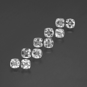 Gemas de topacio blanco natural de 4,37 ct, corte cojín, VVS-VS