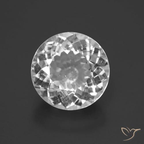 Topacio blanco natural de 6,31 ct, corte redondo, VS