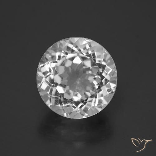 Topacio blanco natural de 6,60 ct, corte redondo, VVS-VS