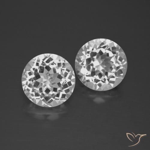 7.00ctw Natural Blanco claro Topacio, Redondo, VVS-VS
