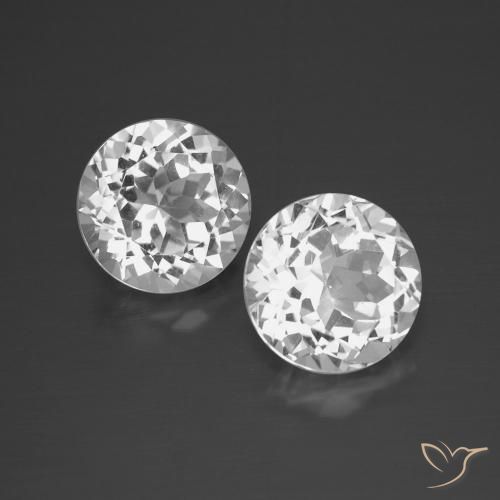 Gemas de Topacio Blanco claro natural de 7.00 ct, Redondo, VVS-VS