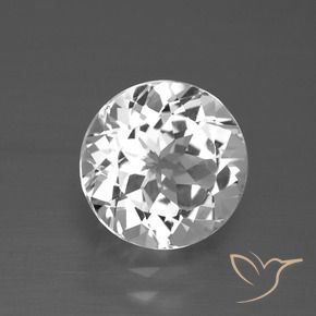 Topacio Blanco claro natural de 3.40 ct, Redondo, VVS-VS