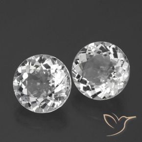 Gemas de Topacio Blanco claro natural de 5.38 ct, Redondo, VVS-VS