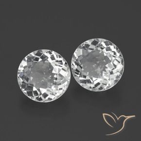 Gemas de Topacio Blanco claro natural de 7.41 ct, Redondo, VVS-VS
