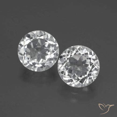 Gemas de Topacio Blanco claro natural de 7.50 ct, Corte Redondo, VVS-VS
