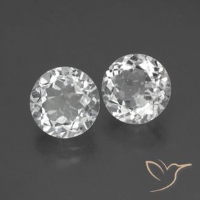 Gemas de Topacio Blanco claro natural de 7.50 ct, Corte Redondo, VVS-VS
