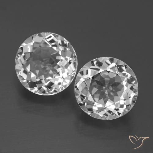 Gemas de topacio blanco natural de 7,05 ct, corte redondo, VVS-VS