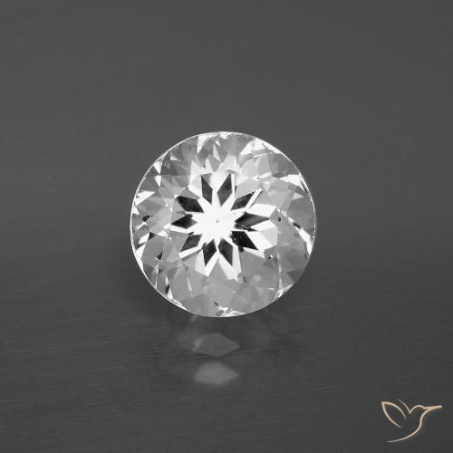 Topacio blanco natural de 3,74 ct, corte redondo, VVS-VS