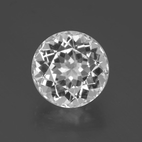 Topacio blanco natural de 6,06 ct, corte redondo, VS