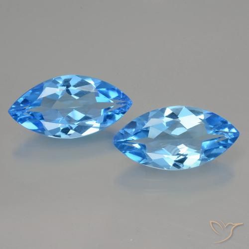 8.14ctw Natural Azul Suizo Topacio, Marquesa, VVS