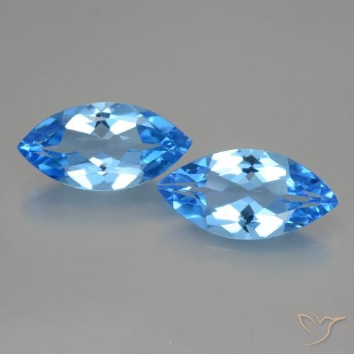 8.48ctw Natural Azul Suizo Topacio, Marquesa, VVS-VS