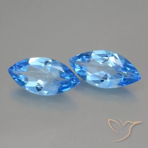 Gemas de Topacio Azul Suizo natural de 8.48 ct, Marquesa, VVS-VS