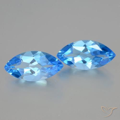 Gemas de Topacio Azul Suizo natural de 8.79 ct, Marquesa, VVS