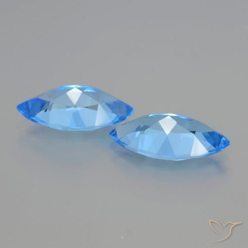Gemas de Topacio Azul Suizo natural de 8.79 ct, Marquesa, VVS