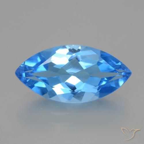 Topacio azul natural de 4,30 ct, marquesa, VVS-VS
