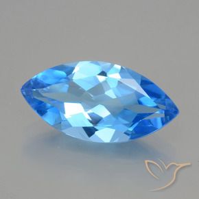 Topacio azul natural de 4,30 ct, marquesa, VVS-VS