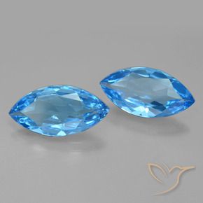 Gemas de Topacio Azul Suizo natural de 7.21 ct, Marquesa, VS