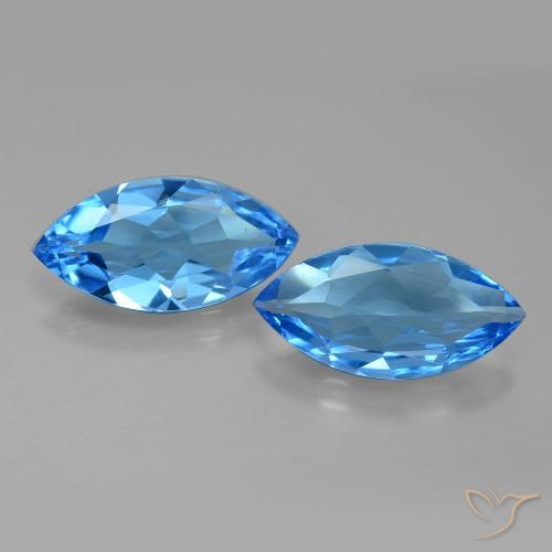 6.53ctw Natural Azul Suizo Topacio, Marquesa, VVS-VS