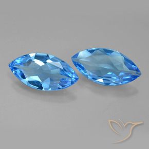 Gemas de Topacio Azul Suizo natural de 6.53 ct, Marquesa, VVS-VS