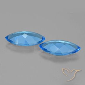 Gemas de Topacio Azul Suizo natural de 6.53 ct, Marquesa, VVS-VS