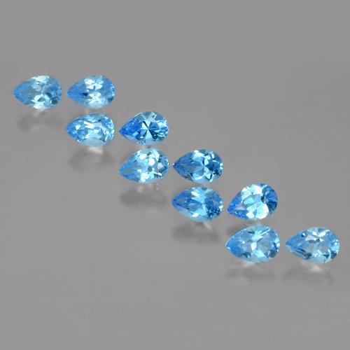 Gemas de topacio azul natural de 5,30 ct, en forma de pera, VVS-VS
