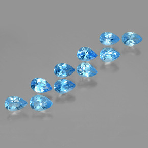 Gemas de topacio azul natural de 5,30 ct, en forma de pera, VVS-VS