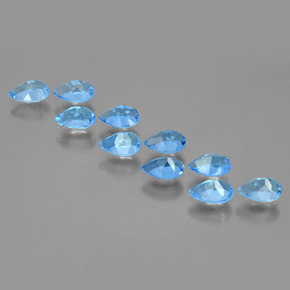 Gemas de topacio azul natural de 5,30 ct, en forma de pera, VVS-VS