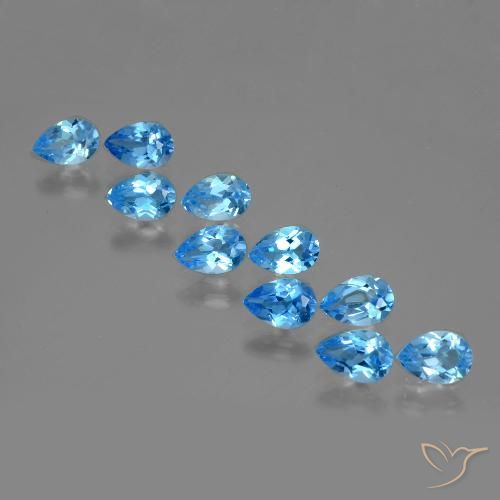 Gemas de topacio azul natural de 4,63 ct, en forma de pera, VVS-VS