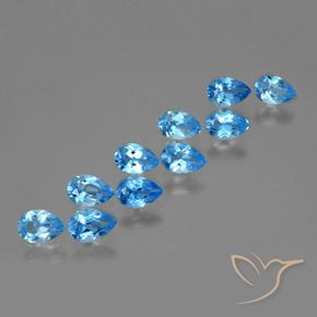 Gemas de topacio azul natural de 4,63 ct, en forma de pera, VVS-VS