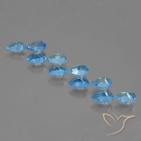 Gemas de topacio azul natural de 4,63 ct, en forma de pera, VVS-VS