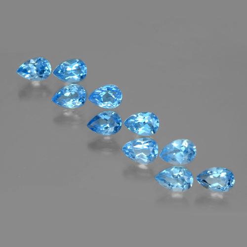 Gemas de Topacio Azul Suizo natural de 5.47 ct, En forma de pera, VVS-VS