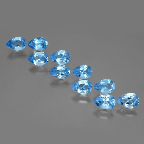 Gemas de topacio azul natural de 4,97 ct, en forma de pera, VVS-VS