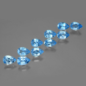 Gemas de topacio azul natural de 4,97 ct, en forma de pera, VVS-VS