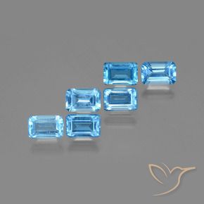 Gemas de topacio azul natural de 4,26 ct, corte esmeralda, VS