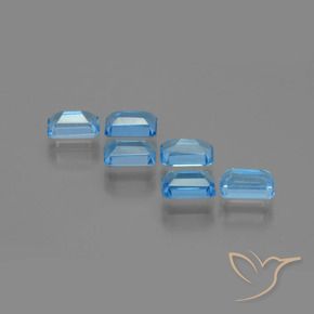 Gemas de topacio azul natural de 4,26 ct, corte esmeralda, VS
