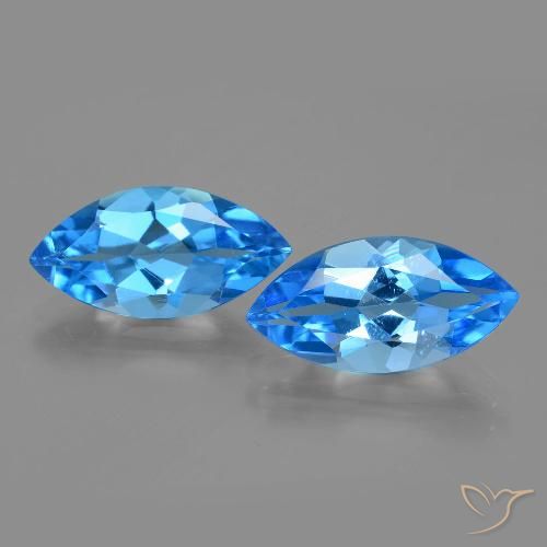 8.28ctw Natural Azul Suizo Topacio, Marquesa, VS