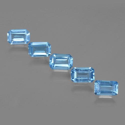 Gemas de Topacio Azul Suizo natural de 3.09 ct, corte esmeralda, VVS-VS