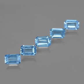 Gemas de Topacio Azul Suizo natural de 3.09 ct, corte esmeralda, VVS-VS