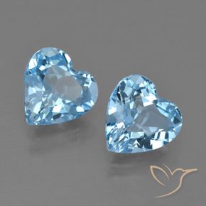 Gemas de Topacio Azul Cielo natural de 5.78 ct, Corazón, VVS-VS