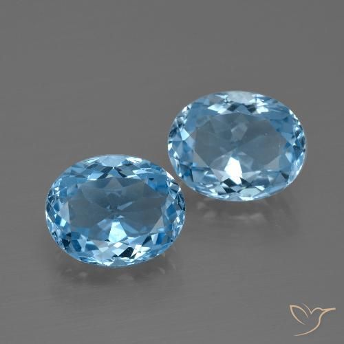 Gemas de Topacio Azul Cielo natural de 6.68 ct, Corte Óvalo, VVS-VS
