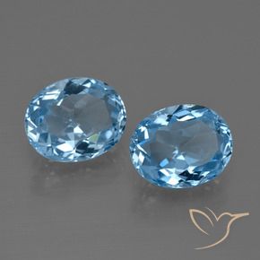 Gemas de Topacio Azul Cielo natural de 6.68 ct, Corte Óvalo, VVS-VS