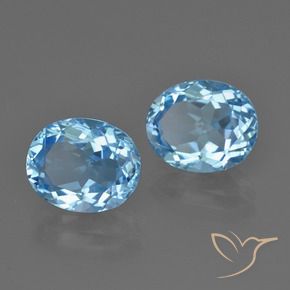 Gemas de Topacio Azul Suizo natural de 6.57 ct, Ovalada, VS