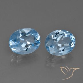 Gemas de Topacio Azul Cielo natural de 6.30 ct, Ovalada, VVS