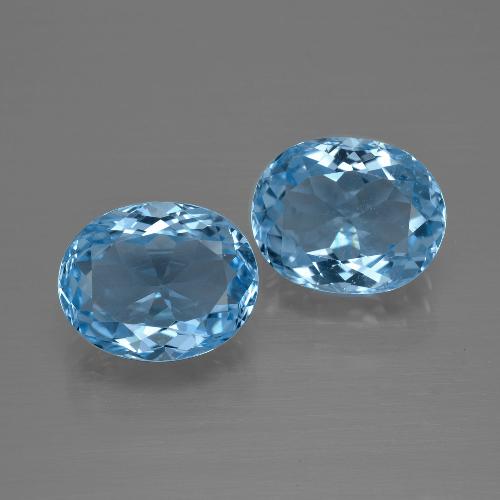 Gemas de Topacio Azul Suizo natural de 6.96 ct, Corte Óvalo, VS