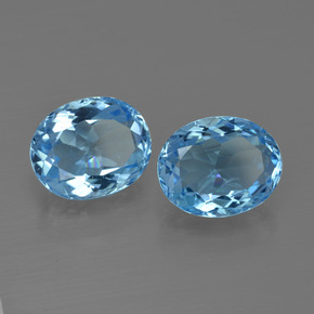 Gemas de Topacio Azul Suizo natural de 6.96 ct, Corte Óvalo, VS