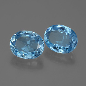 Gemas de topacio azul natural de 7,36 ct, corte óvalo, VVS